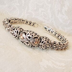 RARE! Angela by JOHN HARDY 14K GOLD 925 Sterling Silver Hinged Balinese Bracelet